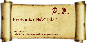 Prohaska Máté névjegykártya